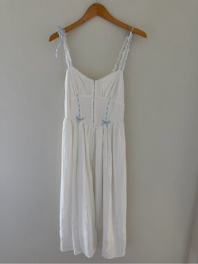 Lush White Sundress with Light Blue Trim